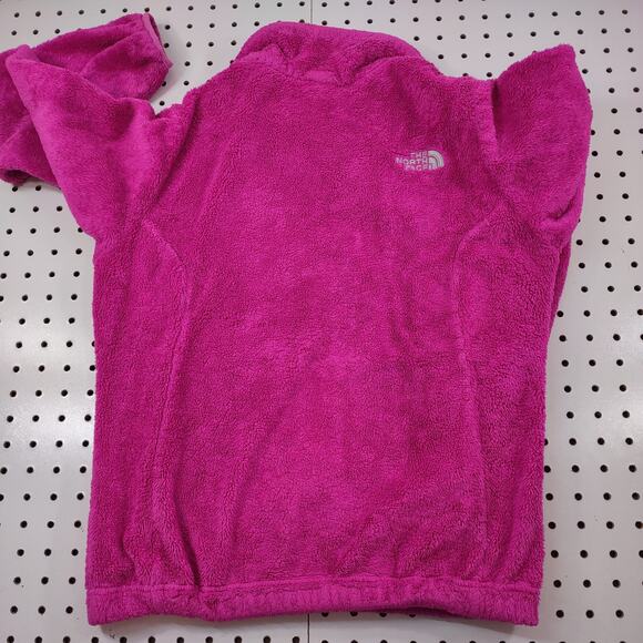 North Face Girls Pink Fluffy Fleece Zip Up Jacket, Size Medium - Picture 6 of 8